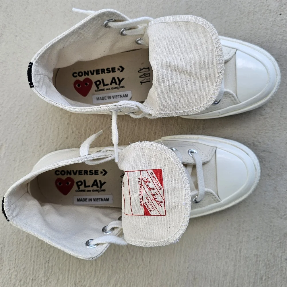 Comme des Garcons PLAY Cream Red Sneakers - Picture 7 of 16